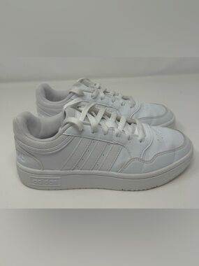 Adidas Hoops 3.0 Women’s 6 Low-Top White Leather Athletic Sneakers